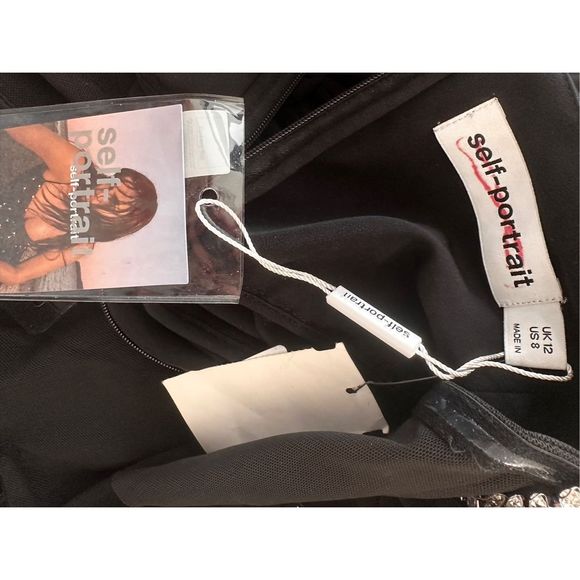 Self-Portrait Bustier Tiered Chiffon Midi-Dress size 8 - Picture 12 of 12